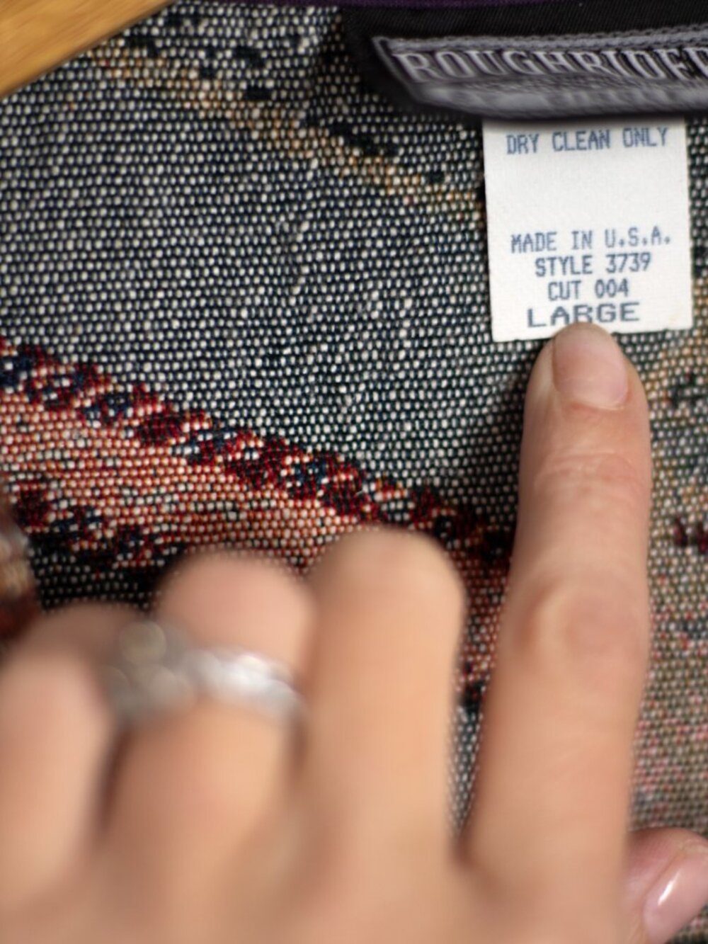 Vintage 90s Southwestern Tapestry Vest | Concho Buttons + Braided Leather Tie - Picture 5 of 8